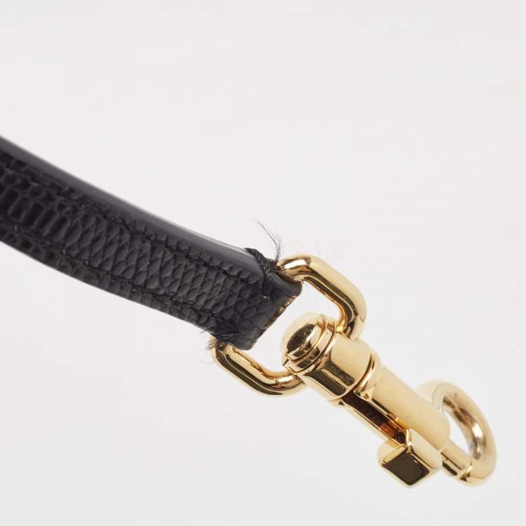 Pre Owned Dolce & Gabbana Black Lizard Embossed Leather Lucia Medium Shoulder Bag