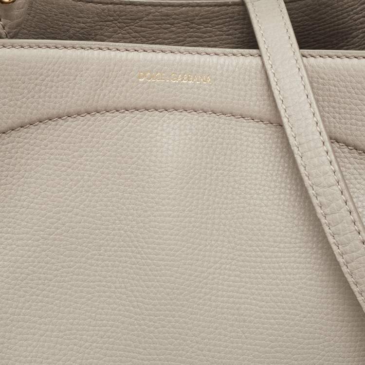 Pre Owned Dolce & Gabbana Grey Leather Top Handle Bag