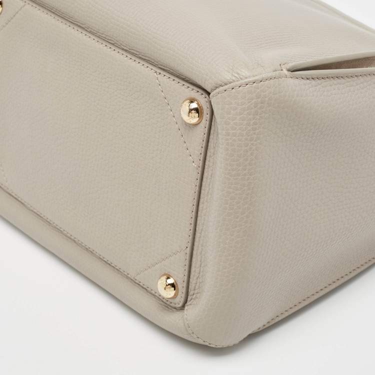 Pre Owned Dolce & Gabbana Grey Leather Top Handle Bag