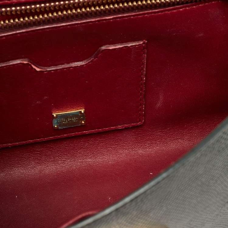 Pre Owned Dolce & Gabbana Dark Green Lizard Embossed Leather Lucia Top Handle Bag