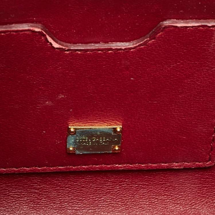 Pre Owned Dolce & Gabbana Dark Green Lizard Embossed Leather Lucia Top Handle Bag