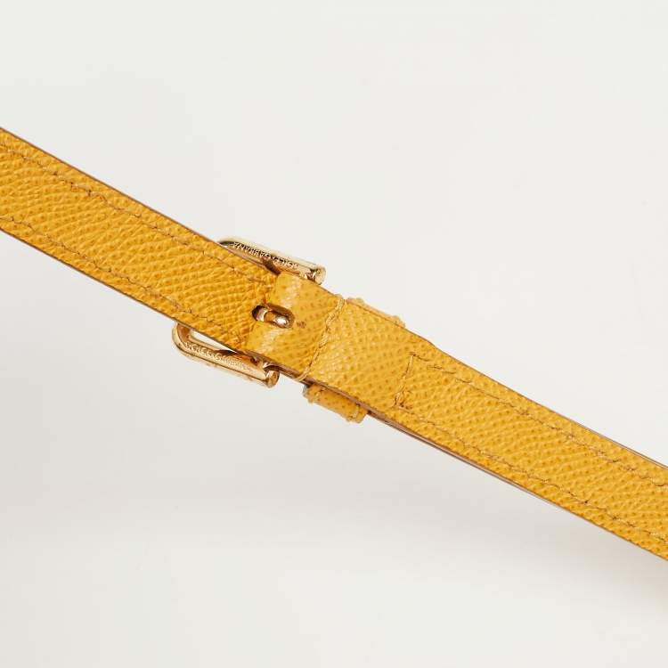Pre Owned Dolce & Gabbana Yellow Leather Medium Miss Sicily Top Handle Bag