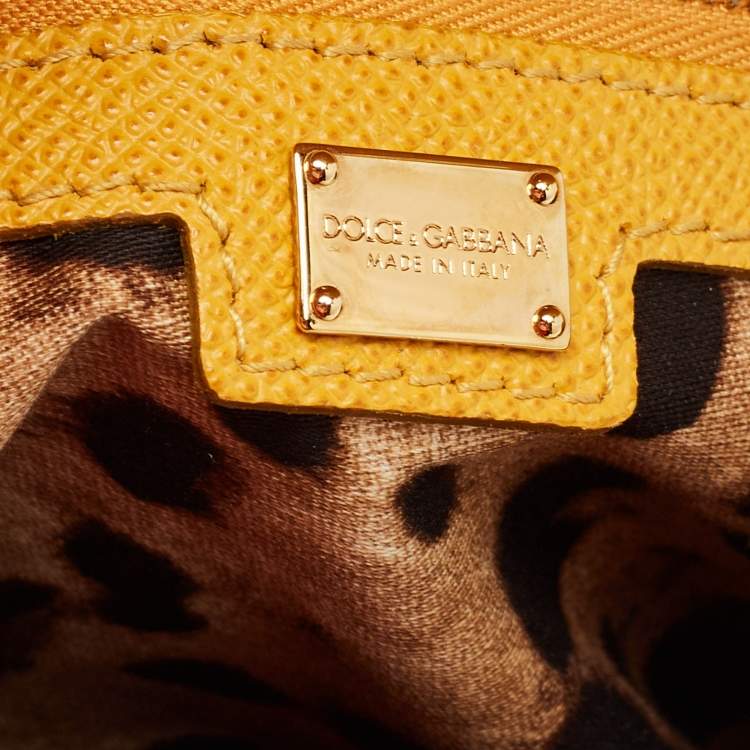 Pre Owned Dolce & Gabbana Yellow Leather Medium Miss Sicily Top Handle Bag