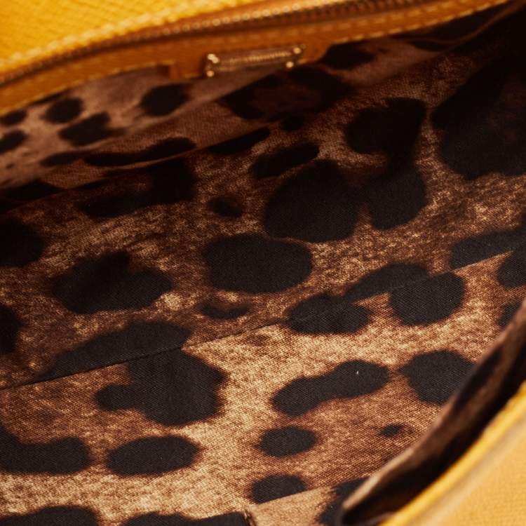 Pre Owned Dolce & Gabbana Yellow Leather Medium Miss Sicily Top Handle Bag