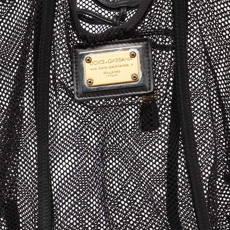 Pre Owned Dolce & Gabbana Black Mesh and Leather Open Tote