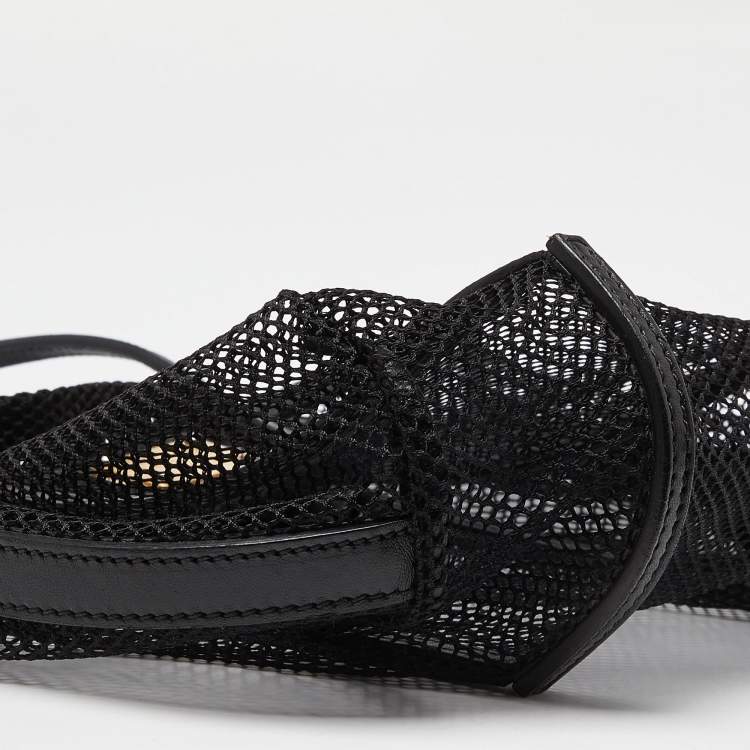 Pre Owned Dolce & Gabbana Black Mesh and Leather Open Tote