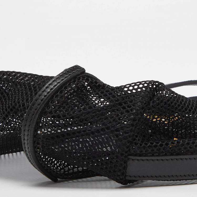 Pre Owned Dolce & Gabbana Black Mesh and Leather Open Tote