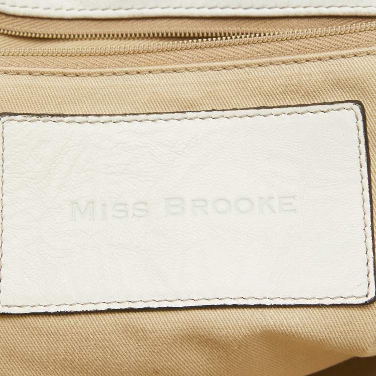 Pre Owned Dolce & Gabbana White Leather Ruffle Miss Brooke Satchel