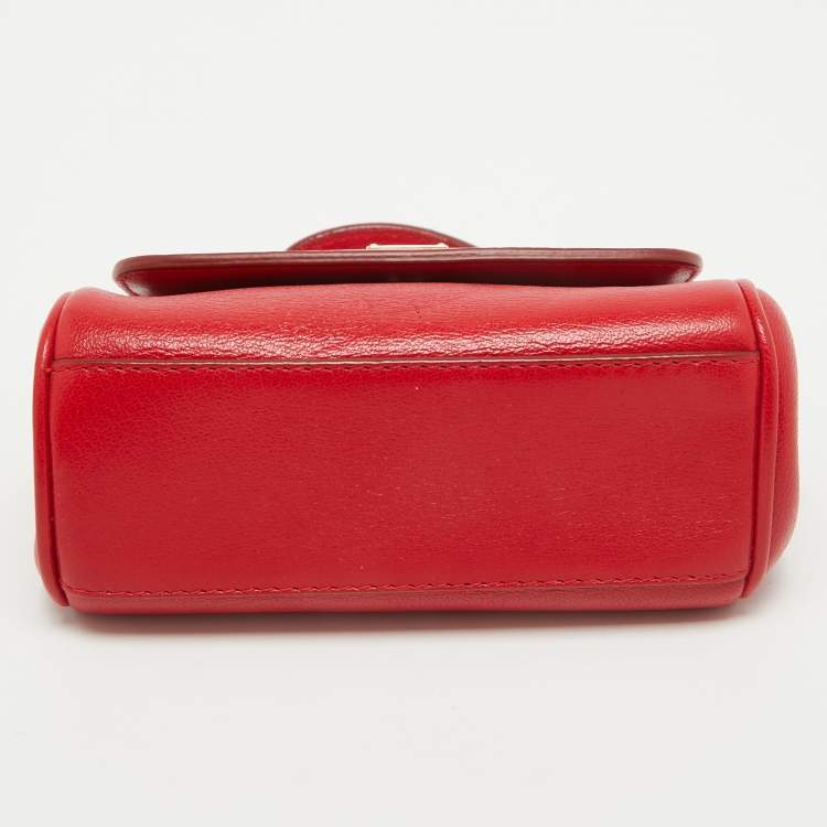 Pre Owned Dolce & Gabbana Red Leather Mini Miss Sicily Top Handle Bag