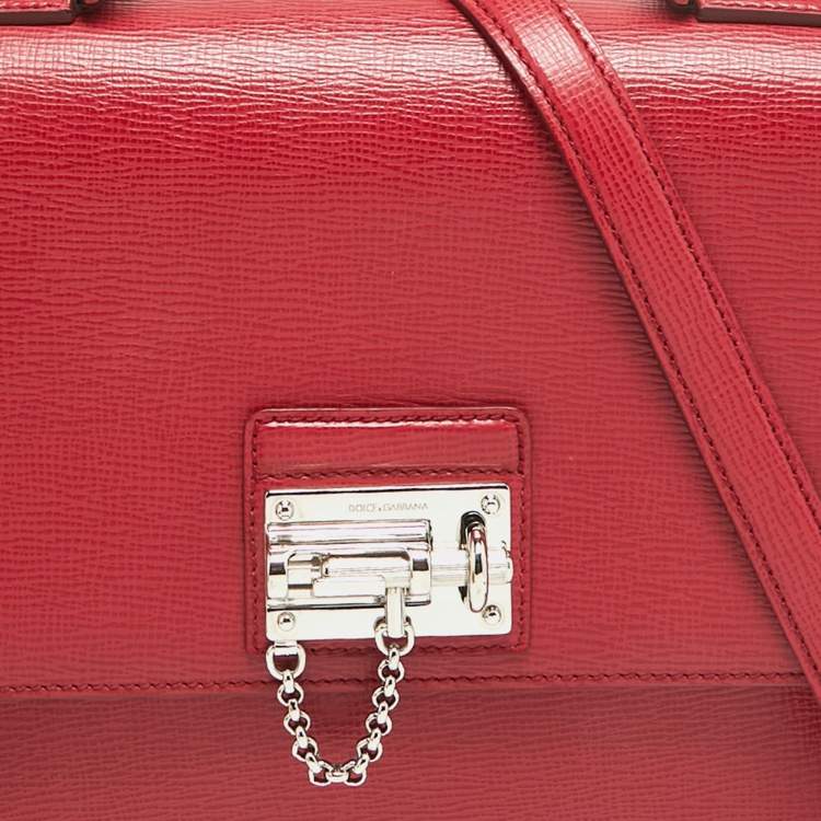 Pre Owned Dolce & Gabbana Red Leather Medium Miss Monica Top Handle Bag