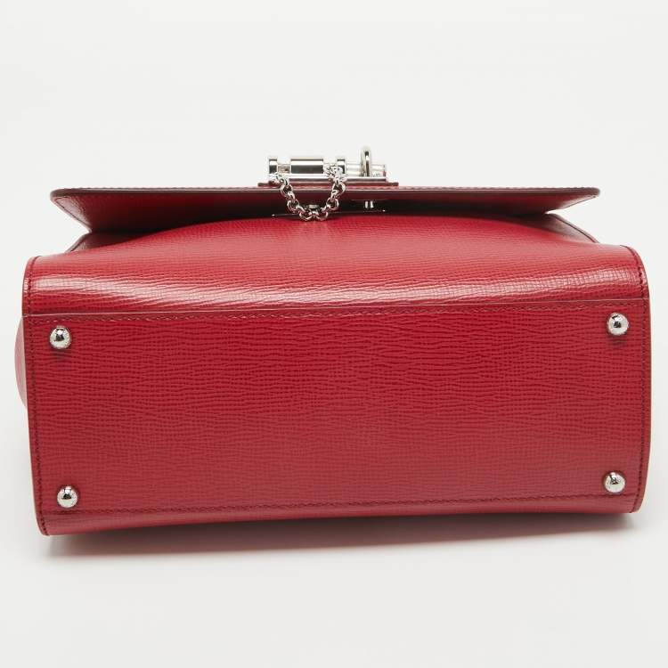 Pre Owned Dolce & Gabbana Red Leather Medium Miss Monica Top Handle Bag