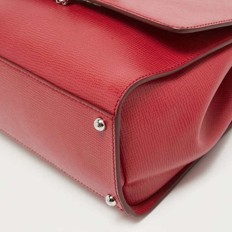 Pre Owned Dolce & Gabbana Red Leather Medium Miss Monica Top Handle Bag