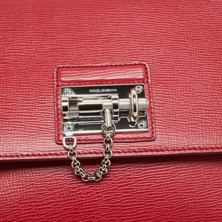 Pre Owned Dolce & Gabbana Red Leather Medium Miss Monica Top Handle Bag