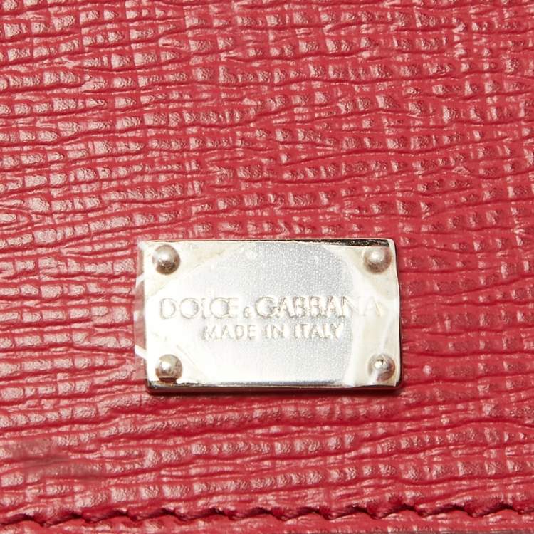 Pre Owned Dolce & Gabbana Red Leather Medium Miss Monica Top Handle Bag