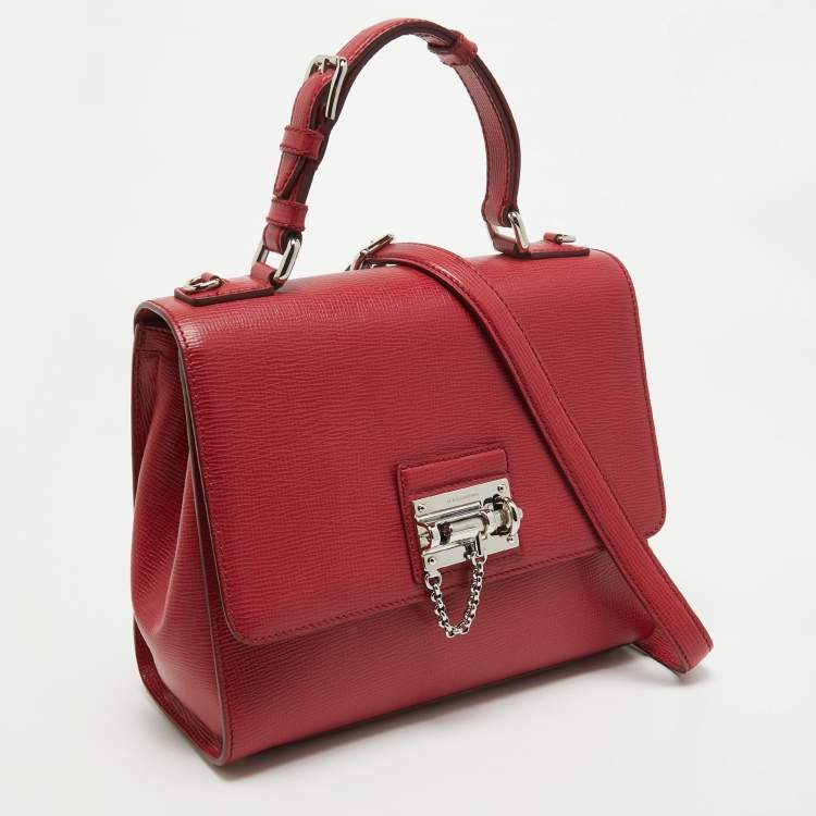 Pre Owned Dolce & Gabbana Red Leather Medium Miss Monica Top Handle Bag