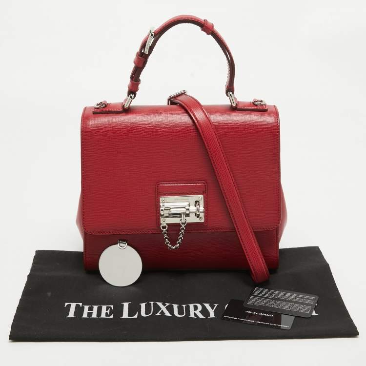 Pre Owned Dolce & Gabbana Red Leather Medium Miss Monica Top Handle Bag