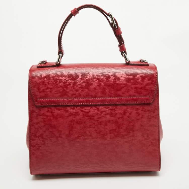 Pre Owned Dolce & Gabbana Red Leather Medium Miss Monica Top Handle Bag