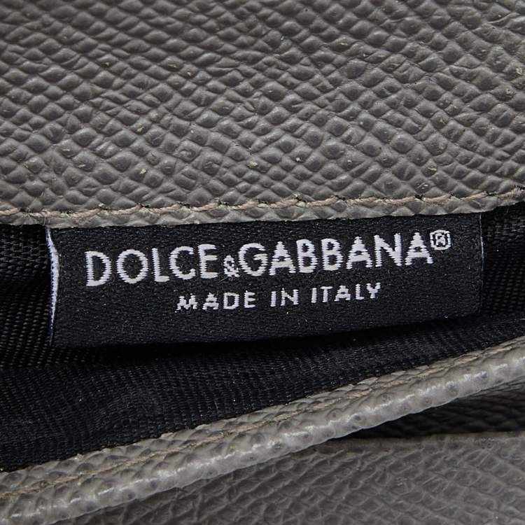 Pre Owned Dolce & Gabbana Grey Lizard Embossed Leather Trifold Wallet