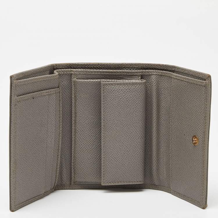 Pre Owned Dolce & Gabbana Grey Lizard Embossed Leather Trifold Wallet