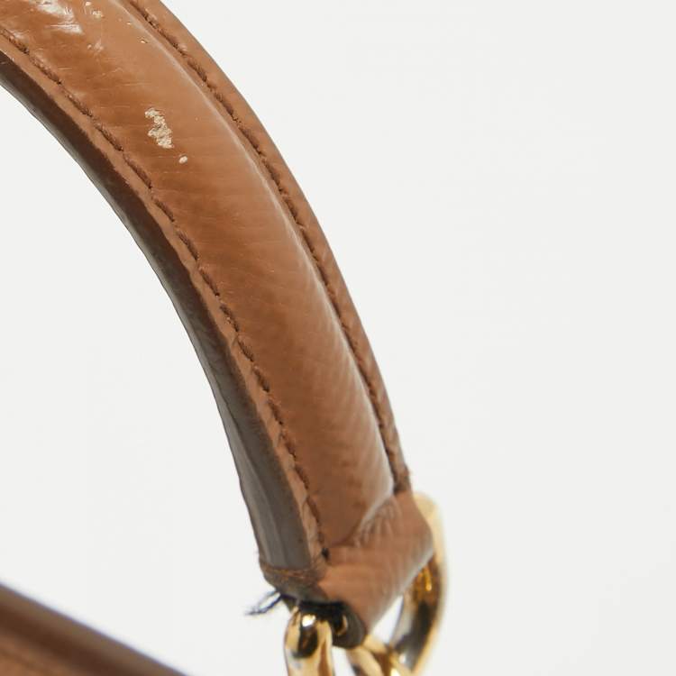 مملوكة مسبقًا Dolce & Gabbana Brown Leather Small Miss Sicily Top Handle Bag
