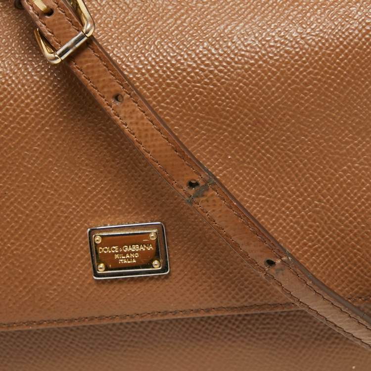 مملوكة مسبقًا Dolce & Gabbana Brown Leather Small Miss Sicily Top Handle Bag