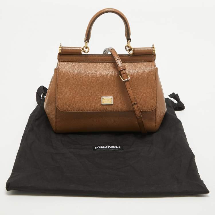 مملوكة مسبق�ًا Dolce & Gabbana Brown Leather Small Miss Sicily Top Handle Bag