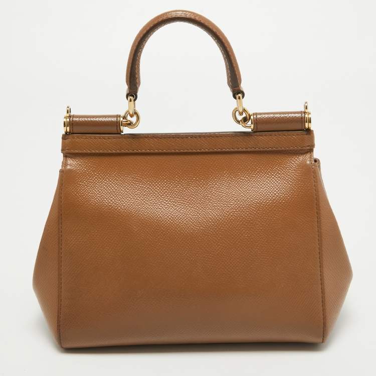 مملوكة مسبقًا Dolce & Gabbana Brown Leather Small Miss Sicily Top Handle Bag
