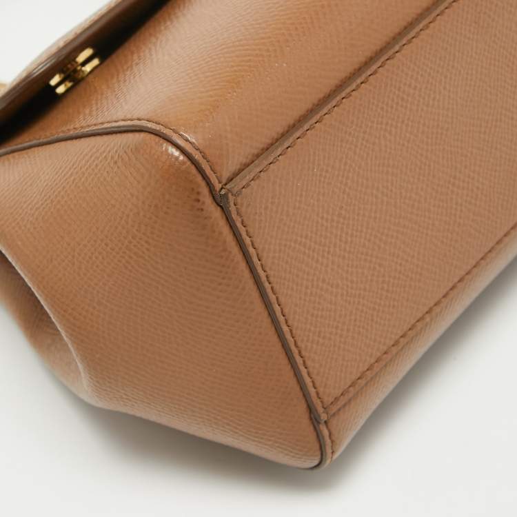 مملوكة مسبقًا Dolce & Gabbana Brown Leather Small Miss Sicily Top Handle Bag