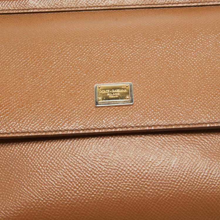 مملوكة مسبقًا Dolce & Gabbana Brown Leather Small Miss Sicily Top Handle Bag