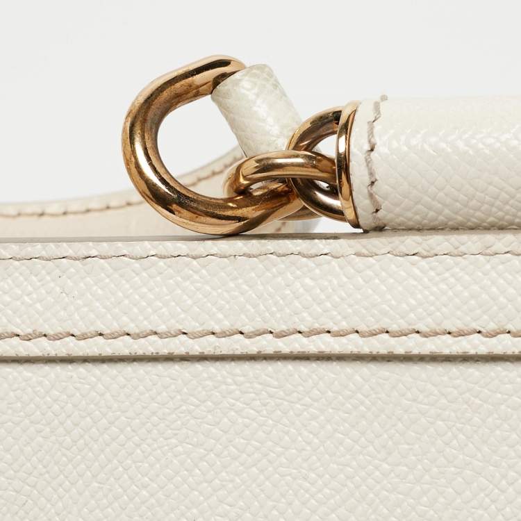 Pre Owned Dolce & Gabbana White Leather Medium Miss Sicily Handle Bag