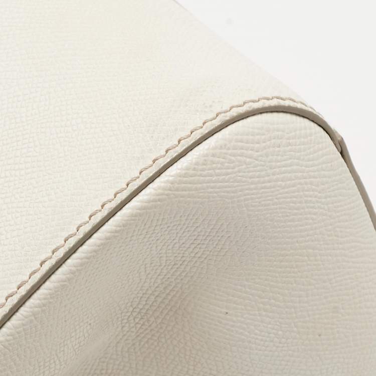Pre Owned Dolce & Gabbana White Leather Medium Miss Sicily Handle Bag