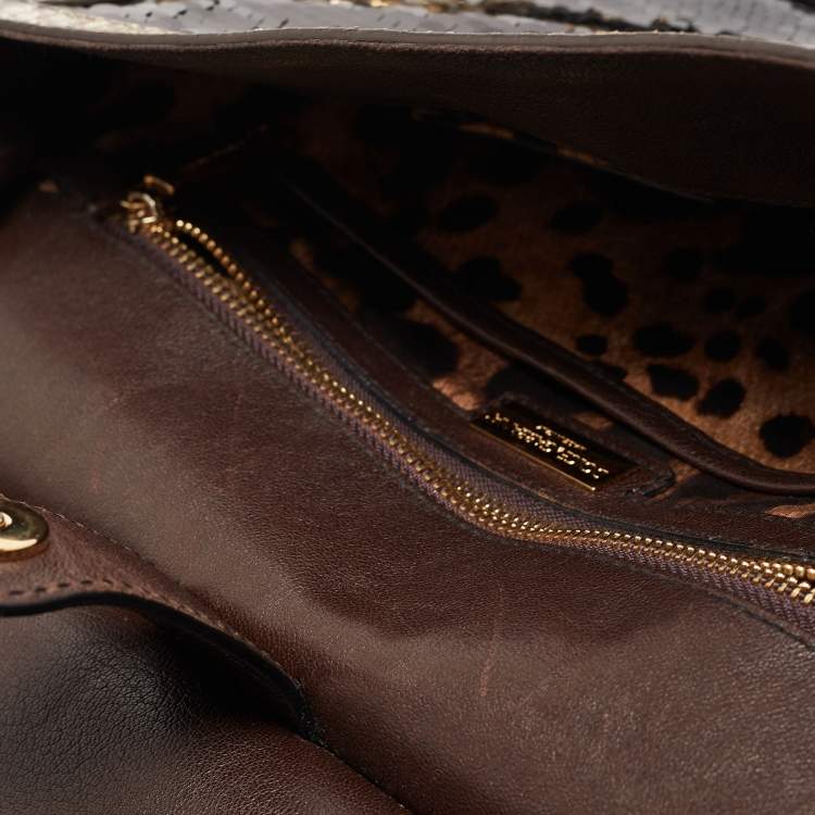 Pre Owned Dolce & Gabbana Multicolor Leather,Sequins and Python Large Miss Sicily Top Handle Bag