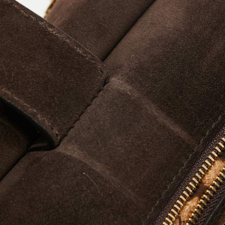 Pre Owned Dolce & Gabbana Brown/Grey Suede and Shearling Large Miss Sicily Top Handle Bag