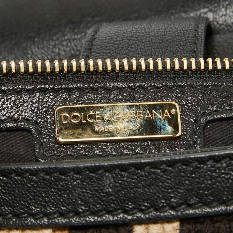 Pre Owned Dolce & Gabbana Multicolor Embroidered Crochet and Leather Large Miss Sicily Top Handle Bag