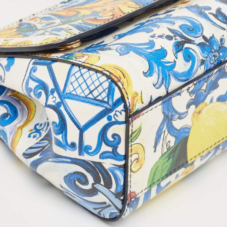 Pre Owned Dolce & Gabbana Multicolor Printed Leather Small Miss Sicily Top Handle Bag