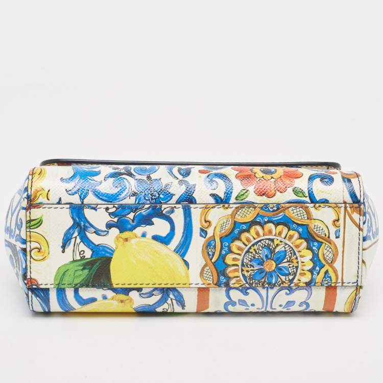 Pre Owned Dolce & Gabbana Multicolor Printed Leather Small Miss Sicily Top Handle Bag