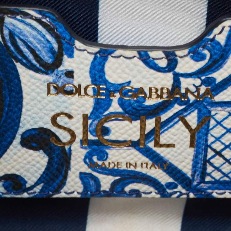 Pre Owned Dolce & Gabbana Multicolor Printed Leather Small Miss Sicily Top Handle Bag