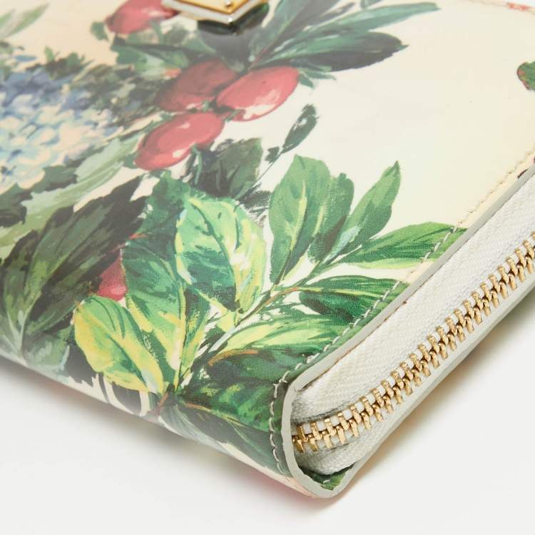 Pre Owned Dolce & Gabbana Multicolor Printed Patent Leather Zip Around Continental Wallet