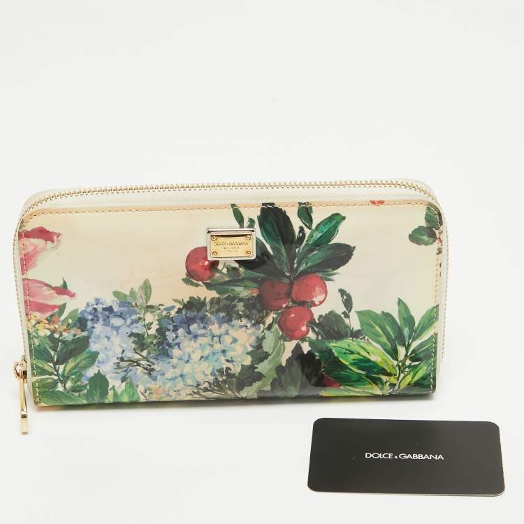 Pre Owned Dolce & Gabbana Multicolor Printed Patent Leather Zip Around Continental Wallet