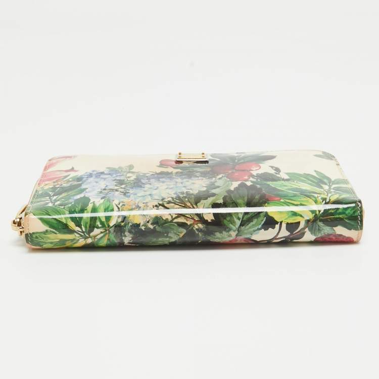 Pre Owned Dolce & Gabbana Multicolor Printed Patent Leather Zip Around Continental Wallet