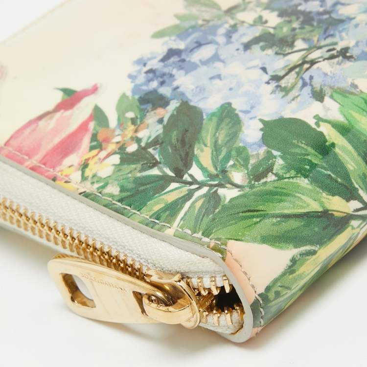 Pre Owned Dolce & Gabbana Multicolor Printed Patent Leather Zip Around Continental Wallet