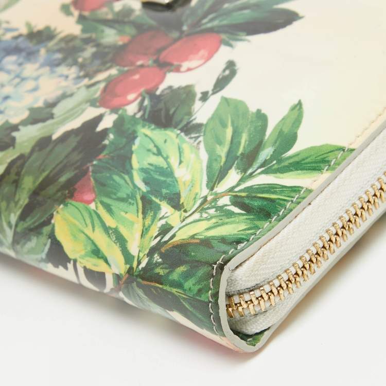 Pre Owned Dolce & Gabbana Multicolor Printed Patent Leather Zip Around Continental Wallet