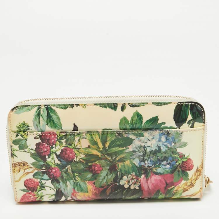 Pre Owned Dolce & Gabbana Multicolor Printed Patent Leather Zip Around Continental Wallet