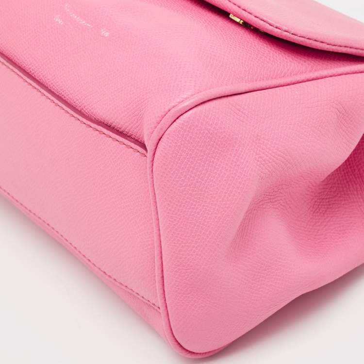 Pre Owned Dolce & Gabbana Pink Leather Medium Miss Sicily Top Handle Bag