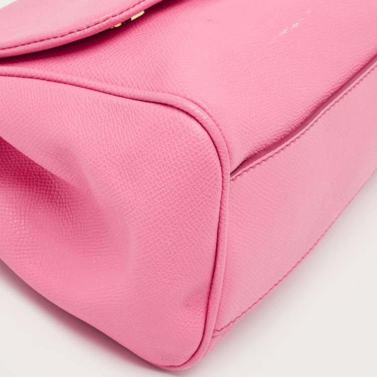 Pre Owned Dolce & Gabbana Pink Leather Medium Miss Sicily Top Handle Bag