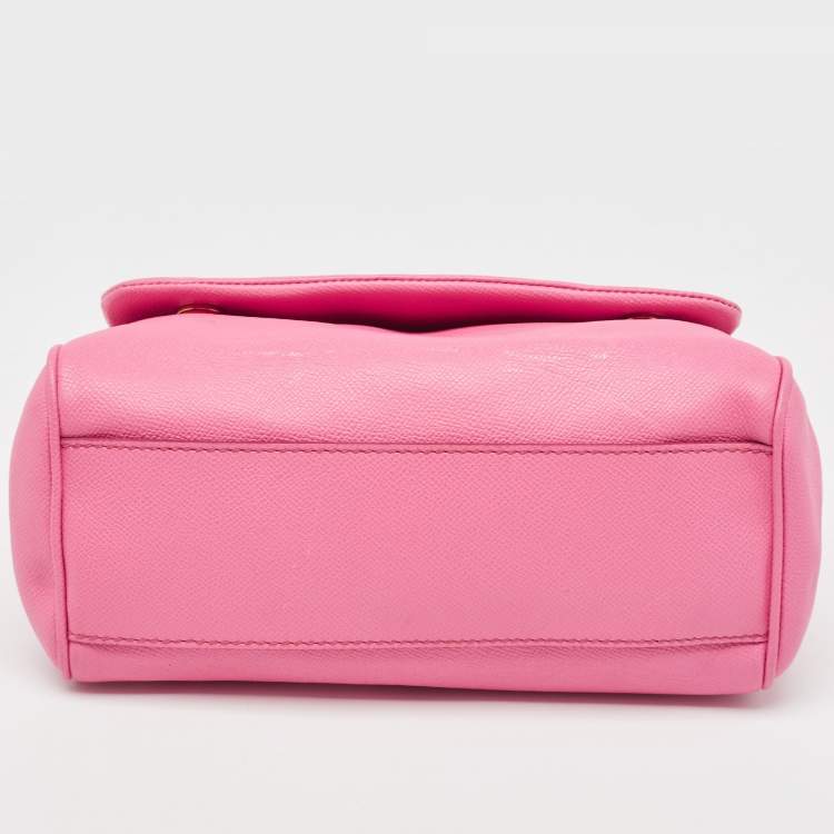 Pre Owned Dolce & Gabbana Pink Leather Medium Miss Sicily Top Handle Bag