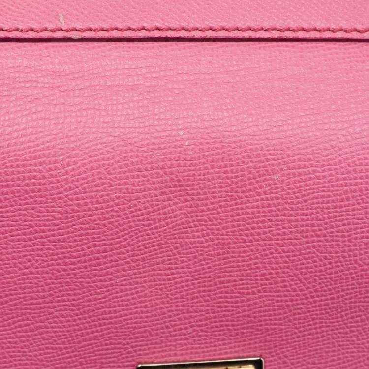 Pre Owned Dolce & Gabbana Pink Leather Medium Miss Sicily Top Handle Bag
