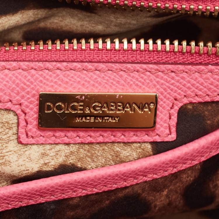 Pre Owned Dolce & Gabbana Pink Leather Medium Miss Sicily Top Handle Bag