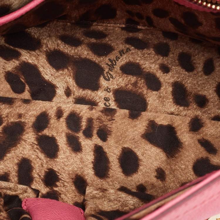 Pre Owned Dolce & Gabbana Pink Leather Medium Miss Sicily Top Handle Bag