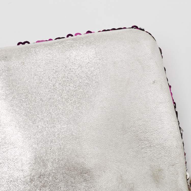 Pre Owned Dolce & Gabbana Purple/Silver Sequins Miss Charles Clutch